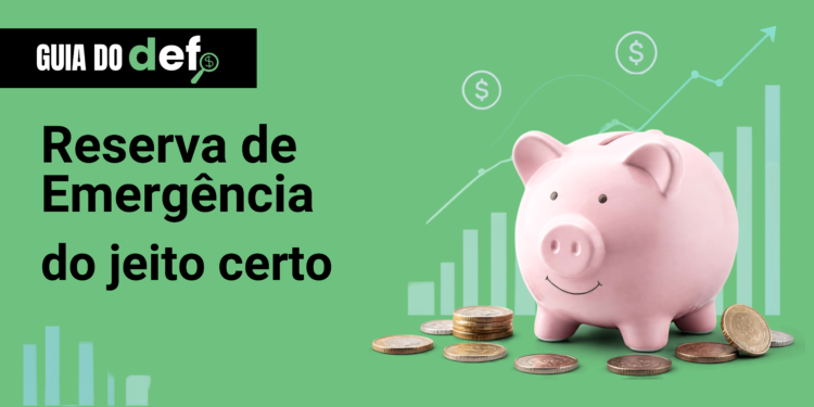 Reserva de emergência representada por um cofrinho protegido, simbolizando segurança financeira.