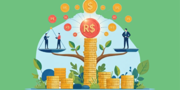 Diversificação de investimentos representada por diferentes ativos financeiros distribuídos de forma equilibrada.
